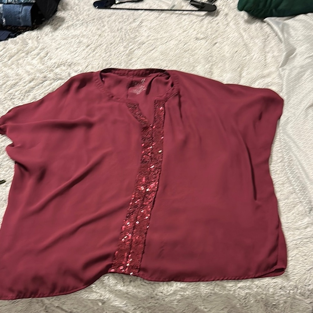 Juicy Couture Red Boxy Embellished Blouse